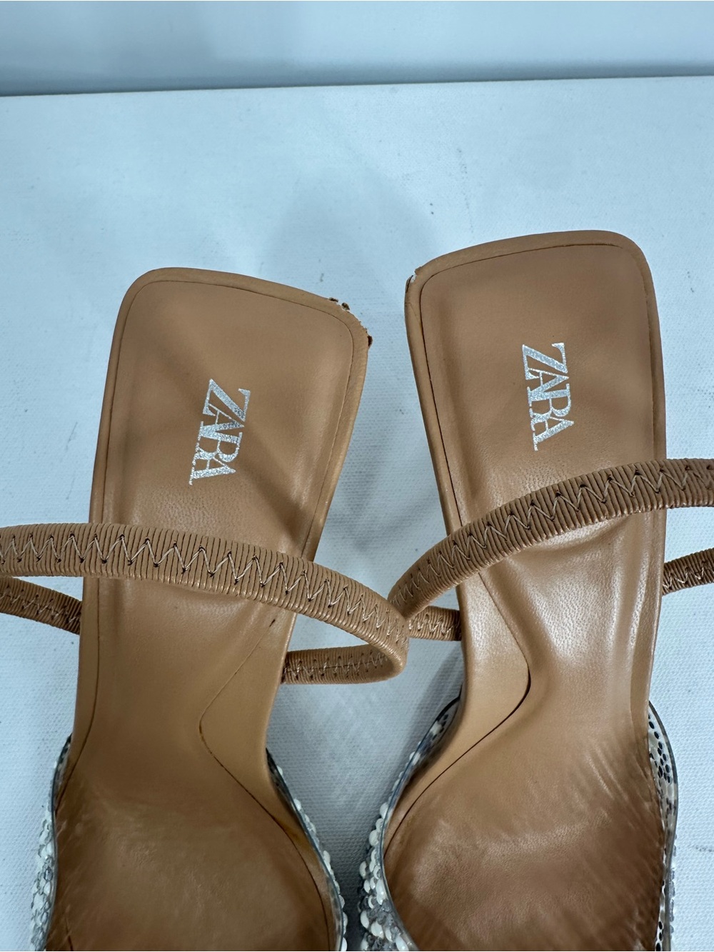 ZARA Clear PVC Pearl Rhinestone Embellished Pointed Slingback Kitty Heels Size 7 - Picture 15 of 15